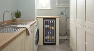 A space-saving wine fridge under £100 designed specifically for small British kitchen layouts or utility rooms.