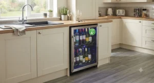 An energy-efficient wine cooler model, highlighting the features of an affordable wine fridge under £100 for UK homeowners.