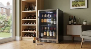 A practical wine storage solution featuring a wine fridge under £200 for wine enthusiasts.