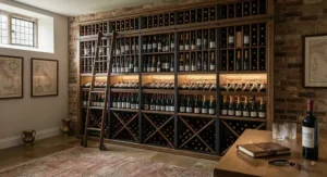 High-capacity, large floor-standing wine rack designed for stability, housing dozens of bottles for the serious wine enthusiast.