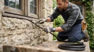 Applying an insulated cellar door strip as a wine cellar door seal for temperature control in a home