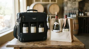 Comparing a sturdy wine travel bag with a standard fabric wine carrier