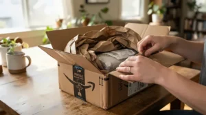 Unboxing a swift courier delivery containing the best bordeaux glasses wrapped securely