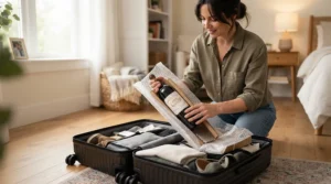 Bringing back holiday wine using a reliable wine bottle protector bag for suitcase use